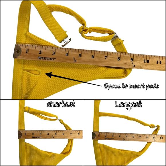 Textured Yellow Bikini Top Adjustable Straps Size Small - Picture 9 of 10